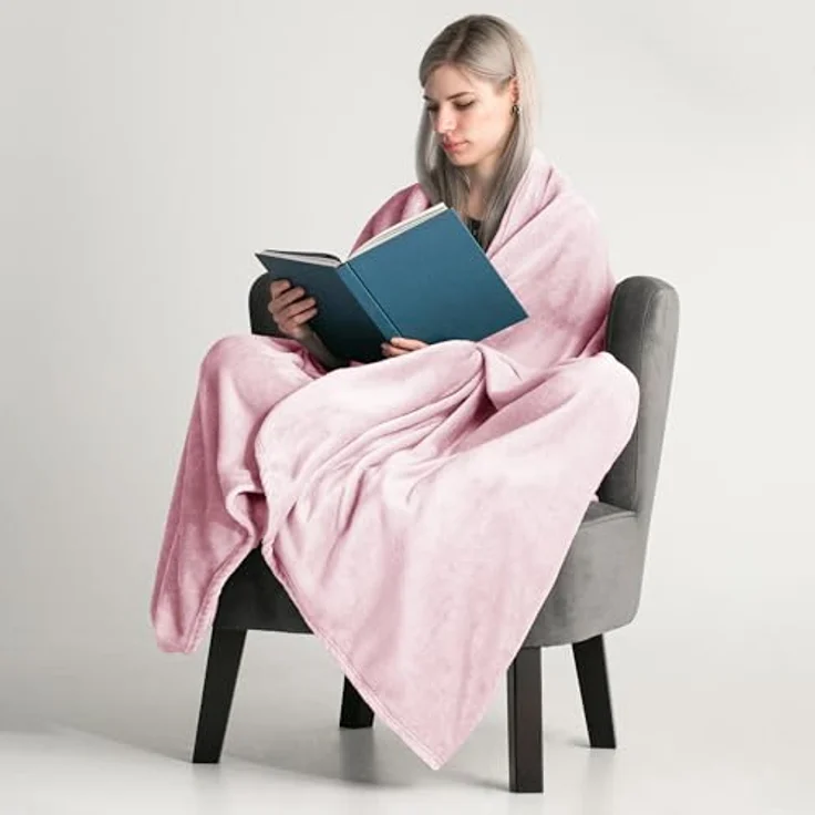DecoKing Kuscheldecke 220x240 cm rosa Decke Microfaser Tagesdecke Fleece weich sanft kuschelig pink puderrosa powderpink Mic – Bild 5