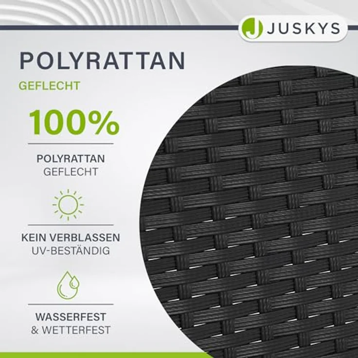 Juskys Polyrattan Gartentisch Yoro wetterfest - Balkontisch 60x60 cm eckig - Rattan Beistelltisch mit Glasplatte - kleiner Tisch für Balkon - Schwarz – Bild 5