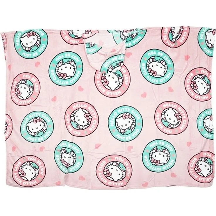 Wohndecke Hello Kitty Flanell Decke XL - Warme Kuscheldecke mit Kapuze, Hello Kitty, 120x150 cm – Bild 4