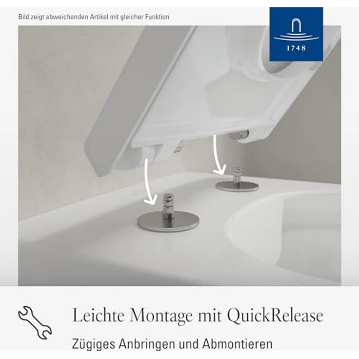 Villeroy & Boch WC-Sitz Memento 2.0 - Toilettendeckel Weiß glänzend mit Absenkautomatik - Abnehmbarer, bruchsicherer Toilettensitz aus Duroplast - Rechteckiger Klodeckel - Original Ersatzteil – Bild 4