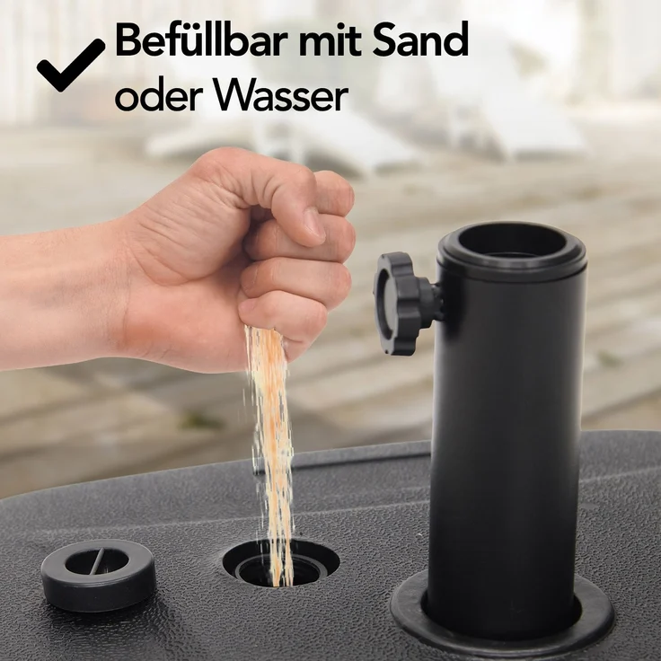 Brixy Sonnenschirmständer - Befüllbar - 40KG - Kompakt und Stabil - Sonnenschirmhalter - Kunststoff - Anthrazit – Bild 4