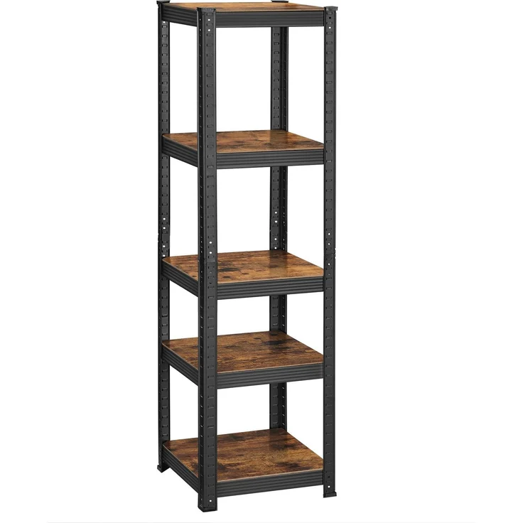 SONGMICS Schwerlastregal mit verstellbaren Ablagen, Stahl / MDF vintagebraun-schwarz, 150 x 37 x 37 cm – Bild 2