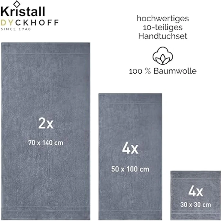 Dyckhoff Handtuch Set Kristall, Walkfrottee (Set, 10-St), mit feiner Bordüre – Bild 3