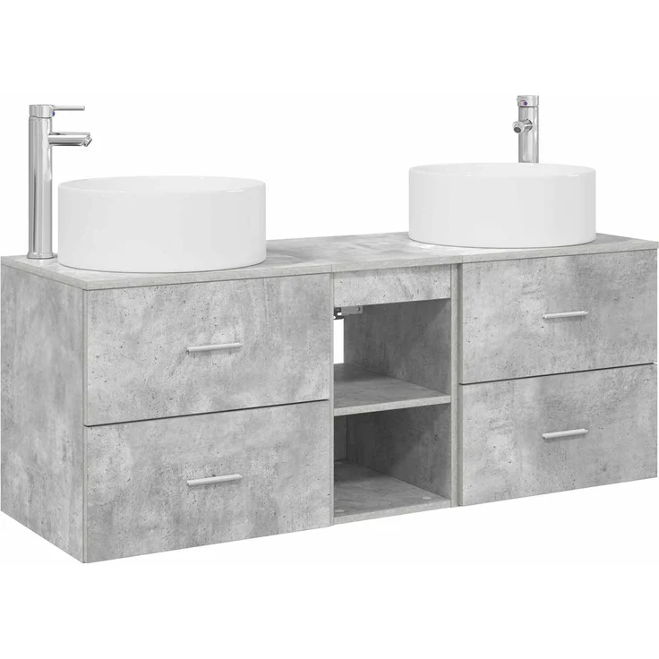 vidaXL Badezimmerschrank-Set 3 stk. Betongrau 129 x 44,5 x 80 cm 3405950 – Bild 2