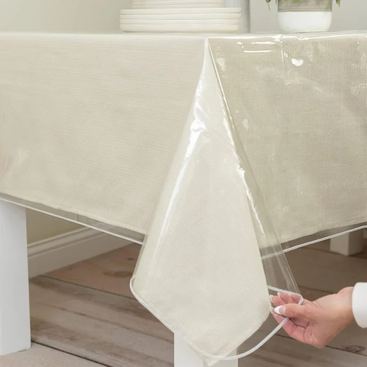 Benson Mills Robuste, transparente Kunststoff-Tischdeckenschutz, 100% wasserdichte Tischdecke, ölauslaufsicher, Tischabdeckung für Esstische, extra breit, rechteckig – Bild 1