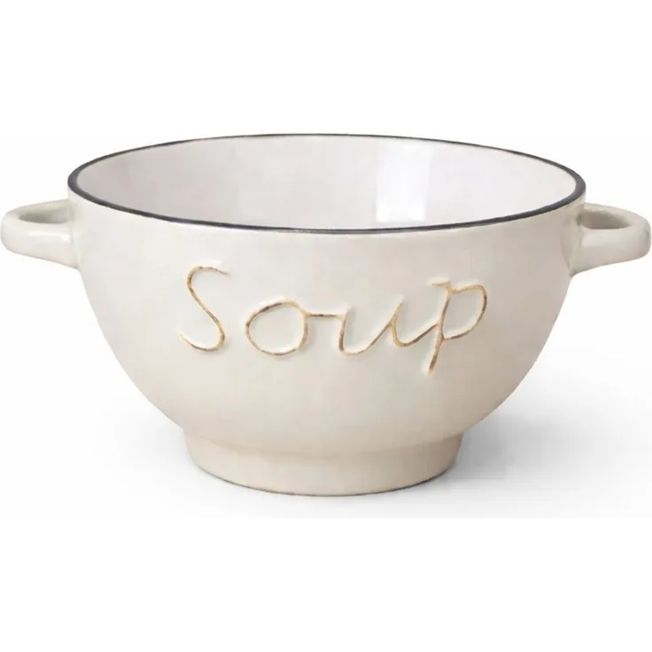 WestCraft Suppenschale Landhaus Suppenschüssel mit Griff Schüssel für heisse Suppen 650 ml, Keramik, (1-tlg), auch für Nudeln, Reis, Desserts, Salate, Suppen, Haferflocken Porridge