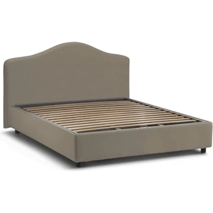 Talamo Italia - Isotta-Doppelbett, Bettkasten mit Stoffbezug, 100 % Made in Italy, Öffnung vorne, geeignet für Matratze 160 x 200 cm, taubengrau – Bild 3