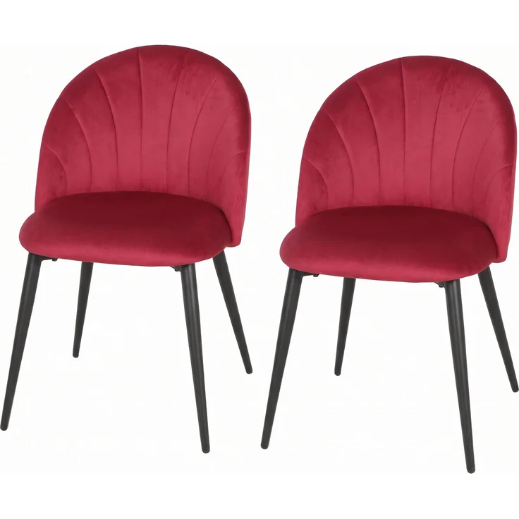 MELAYR, 2er-Set Esszimmerstühle, Gepolsterte Küchenstühle ohne Armlehnen, Stahlbeine, 52 x 55 x 79 cm, Bordeaux – Bild 2