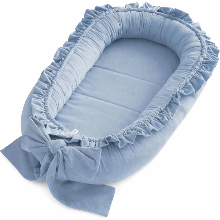Babynestchen Neugeborene – Babynest Velvet – Nestchen Baby für Babybett & Kinderbett – Babykokon Tragbar – OEKO-TEX zertifiziert – Zubehör Babybett – Jeans Velvet