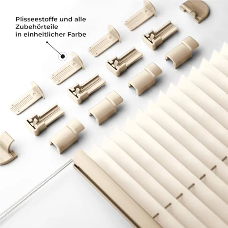 Sonello Plissee Klemmfix ohne Bohren 40cm x 120cm Hellcreme Faltrollo Plisseerollo Jalousie für Tür & Fenster Blickdicht Sichtschutz Sonnenschutz Fertifplissee Rollo – Bild 2