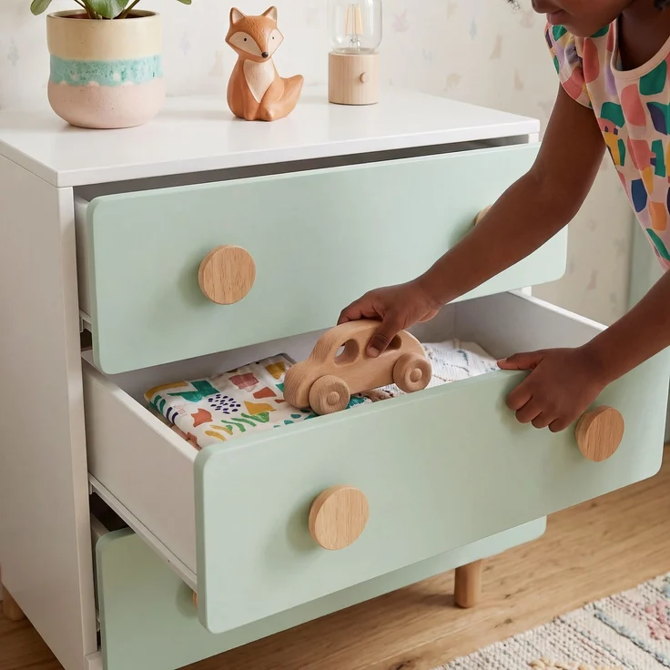 Kinderkommode Vaarentaa 3 Schubladen Weiß/Mintgrün [en. casa] – Bild 5