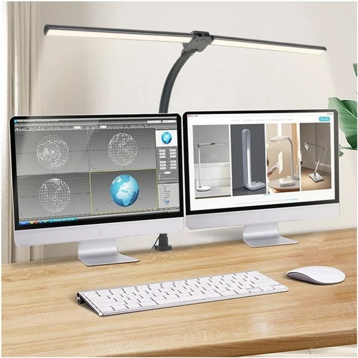 Sunicol LED Schreibtischlampe LED Tischleuchte, 360° Schwenkbare, ein Doppelkopf / Transformierbar, Doppelter Kopf, Warmweiß (3000K), Naturweiß (4500K), Kaltweiß (6000K), 5 Farben 5 Helligkeitsstufen dimmbare – Bild 4