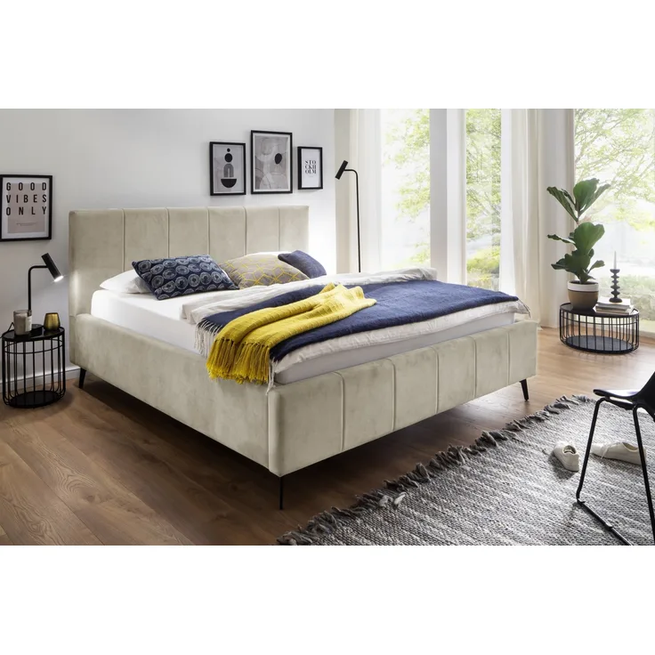 Polsterbett >Lizzano mit BK< Liegefläche 160x200cm, beige, Stellmaß: 178x115x219cm (BxHxT)
