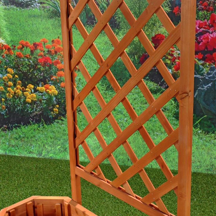 Rankgitter Spalier Rosenbogen Rankhilfe Holz Rankkasten Rosengitter Pflanzkasten Blumenständer Pflanzkasten Blumenkübel Kübel - Hellbraun – Bild 4