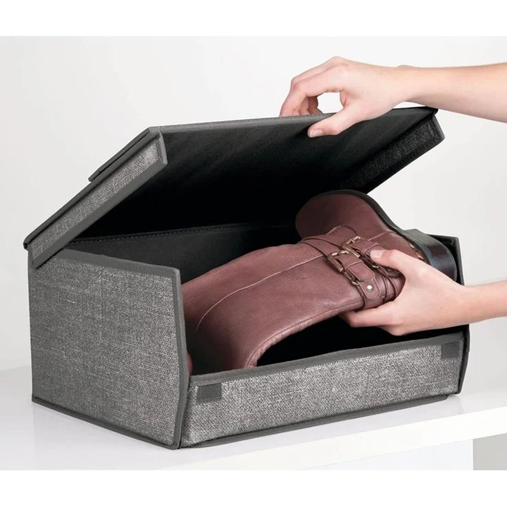 4er-Set Schuhaufbewahrung aus Stoff mDesign stapelbare Schuhbox dunkelgrau – Bild 7