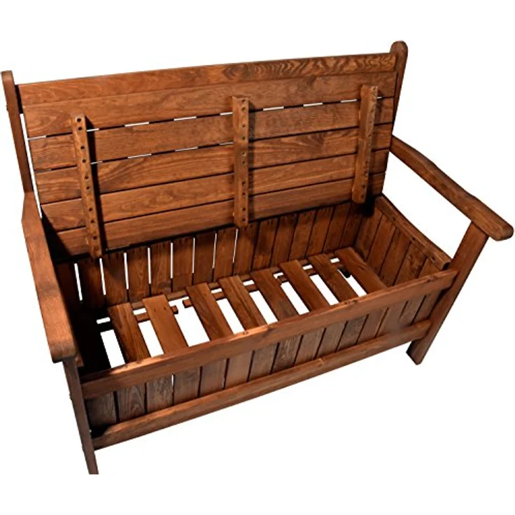 Dobar Gartenbank 2-Sitzer aus geöltem Kiefernholz in Braun mit Stauraum, 89 x 115 x 58 cm, FSC®-zertifiziert – Bild 4