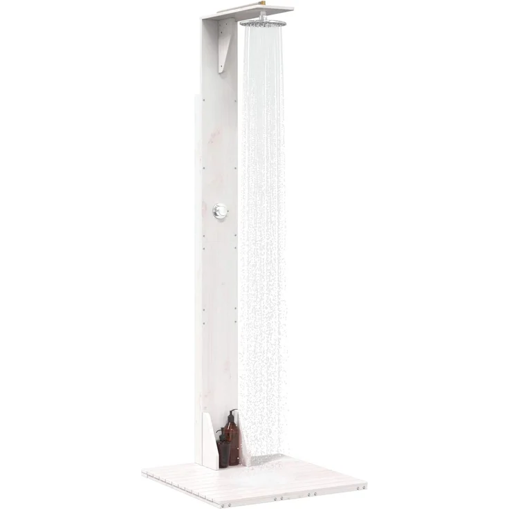vidaXL Gartendusche 214,5 cm Massivholz Kiefer und Edelstahl Weiß 886345 – Bild 3