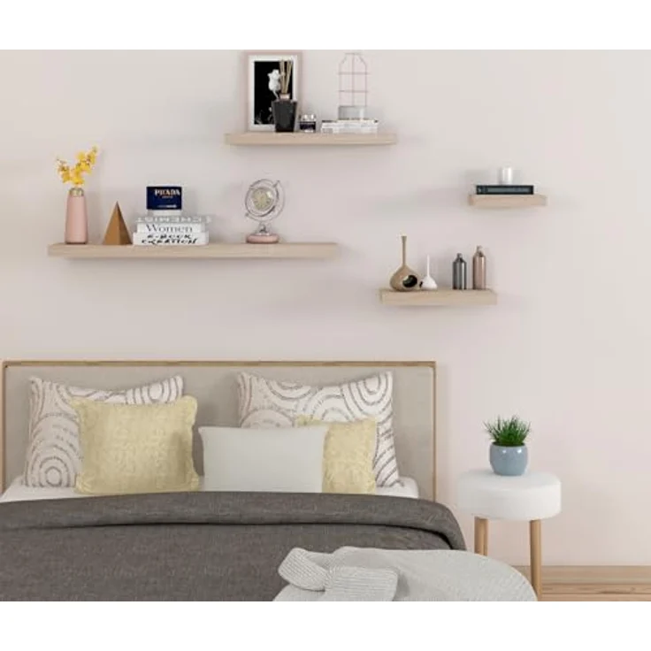 EUGAD Wandregal Wandboard Buchregal Hängeregal DVD CD Regal Holz Board 60cm Eiche 0116QJ – Bild 9