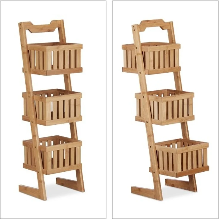 Relaxdays Badregal mit 3 Körbe, Bambus natur, 23 x 20 x 77 cm – Bild 7