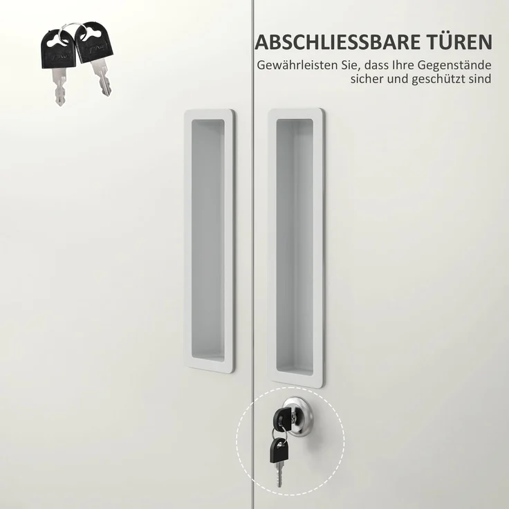 Aktenschrank, Büroschrank, 5 Regale, Metall, 80B x 40T x 180H cm, Weiß--Weiß--180x40x80cm--YOUDENOVA – Bild 7