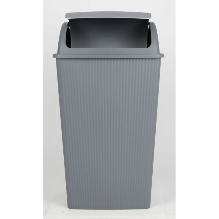 12x Schwingdeckeleimer 45 Liter grau ca. 40x30x70 cm großer Abfalleimer aus Kunststoff für Haushalt Büro Gewerbe – Bild 2