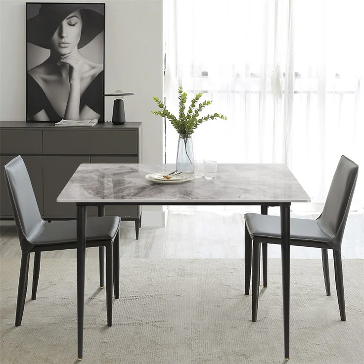 FATIVO Esstisch Esszimmertisch Sinterstein Kchentisch Brotisch 80x80x76 cm Restaurant Luxus Grau – Bild 5