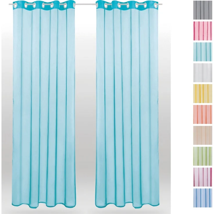 Bestlivings Transparente Türkise Gardine mit Ösen 2er Pack (B140 x L145), viele Varianten erhältlich – Bild 6