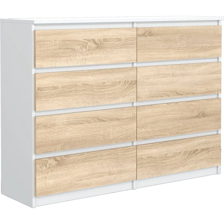 Raumhirsch Furniture Kommode, Sideboard, Kommode für das Schlafzimmer - Wohnzimmer (Maße: 138,5 × 39 × 101,5 cm, 8 Schubladen, Rollenschienen), viele Farbvarianten - Hochwertig & stabil – Bild 2
