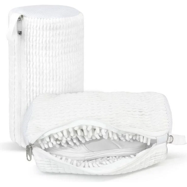 FELIXLEO Wäschesack Schuhwaschbeutel Set 2 Stück Waschmaschine Schuhsack Weiß Flausch (1 St) – Bild 4