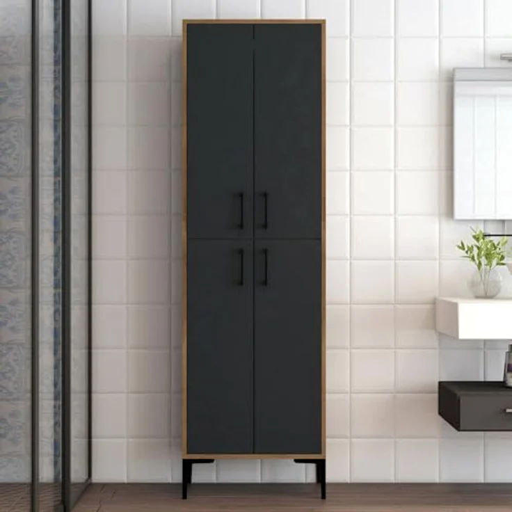 Dmora Großer Mehrzweckschrank Alphard 60x200 cm Braun 5 Böden – Bild 7