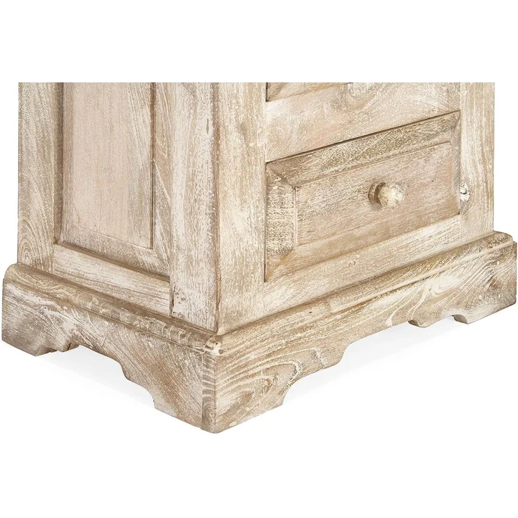 Hochkommode Mango Holz natur 48x130x33 cm Woodkings Patina Kommode Landhausstil Badkommode Flur Schlafzimmer Massivholz – Bild 9