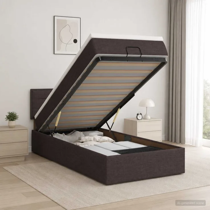vidaXL Ottoman-Bett mit Matratze und LED Dunkelbraun 100 x 200 cm 3456804