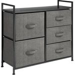 Schmaler Stoff Schrank 5 Schubladen Kommode Aufbewahrung anthrazit 82 cm mDesign
