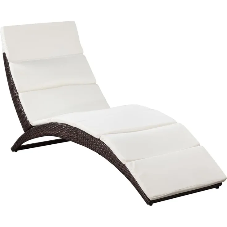 vidaXL Klappbare Sonnenliege mit Auflage Poly Rattan Braun 41808