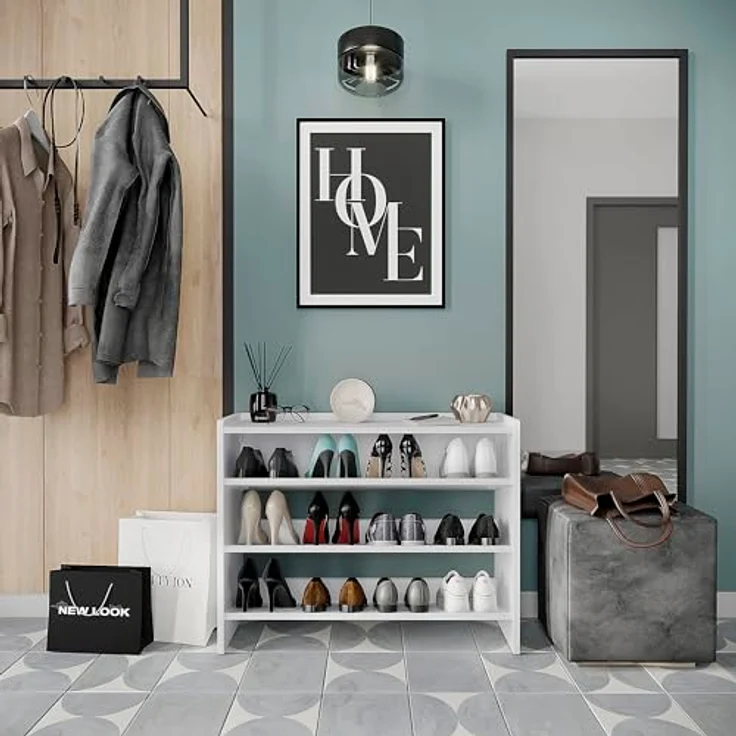KOMTO Schuhregal Elexis 3 Schmal - Schuhablage Flur mit 3 Ebenen Offener Schuhschrank, Schuh Organizer Platzsparend 80 x 25 x 60 cm – Bild 5