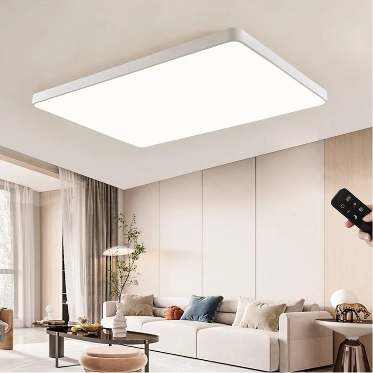 JDONG LED Deckenleuchte dimmbar mit Fernbedienung Rechteckig Weiß/Schwarz 65*43*5CM, LED fest integriert, Deckenlampe 72W, für Wohnzimmer Schlafzimmer Esszimmer Arbeitszimmer Balkon Büro – Bild 4