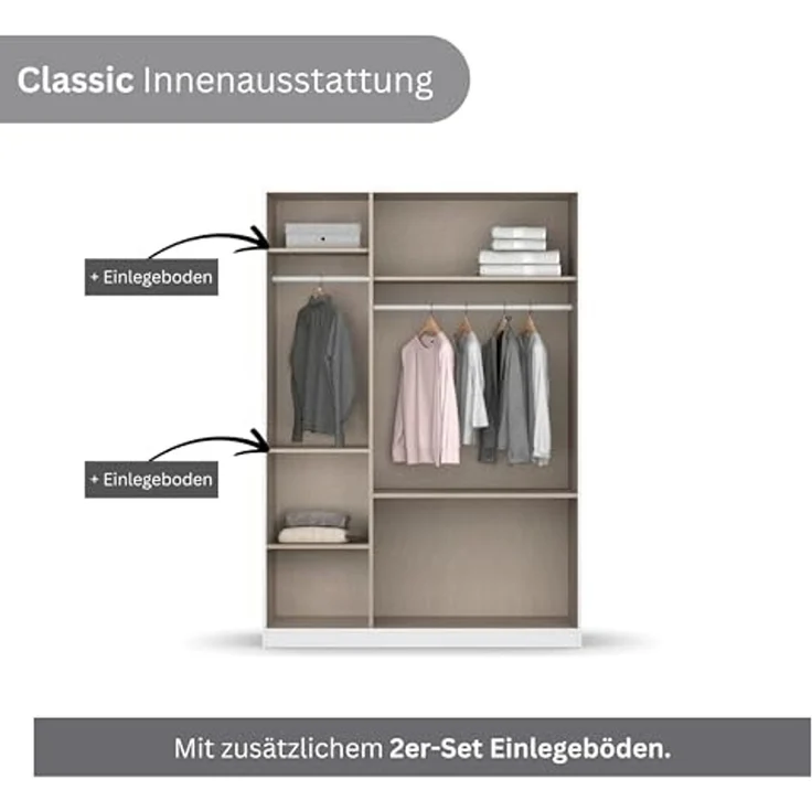rauch Drehtürenschrank Kleiderschrank Schrank Garderobe COSTA in den Breiten 91/136/181 cm (in 3 Ausstattungen BASIC/CLASSIC/PREMIUM) viel Platz, grifflose Front und Push-to-Open Funktion MADE IN GERMANY – Bild 6