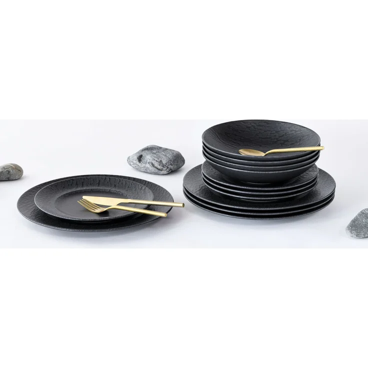 Schiefer Schwarz, Tellerset 12-tlg (mo) – Bild 2