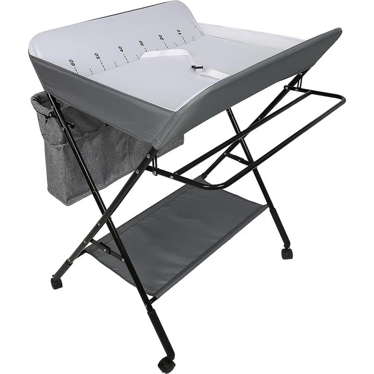 OHMG Baby Wickelkombi Klappbare Wickelkommode,Wickeltisch mit Rollen,Mobiler Wickeltisch mit Wickelauflage,Sicherheitsgurt und Ablagefächern,Wasserdicht und Höhenverstellbar,Stabil – Bild 1