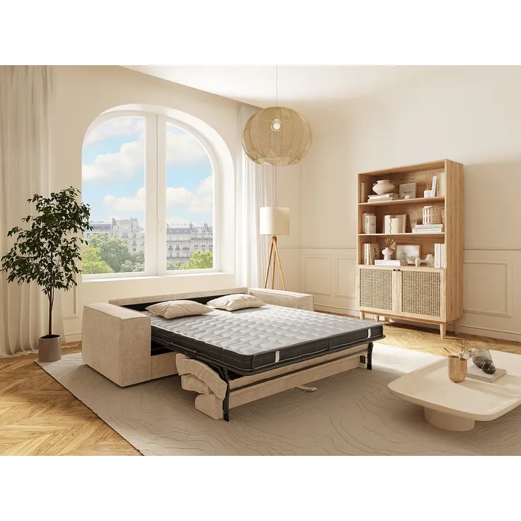 Vente-unique - AMELIA Sofa Stoff Beige - B 105 cm x H 80 cm x L 236 cm – Bild 2