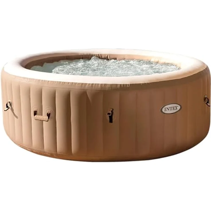 Intex PureSpa Bubble Massage, Aufblasbares Spa Ø196 x 71 cm, rund, braun, für 4 Personen, 795 l, 120 Luftdüsen, 2.200 W Heizung – Bild 4