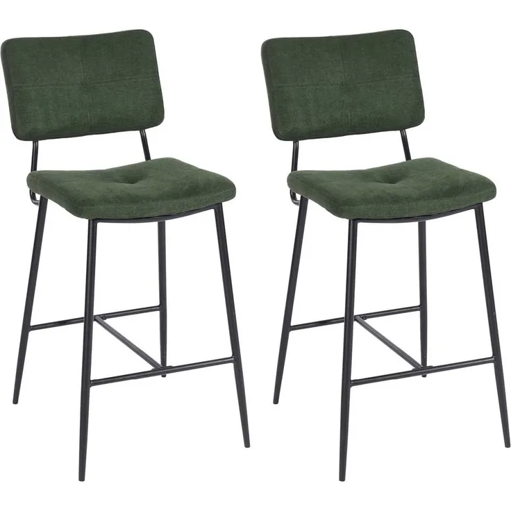 MEUBLE COSY Barhocker 2er Set Barstuhl mit Fußstütze Lehne aus Bouclé Frottier Kissen Metallbeine Design Stuhl Küchenstuhl