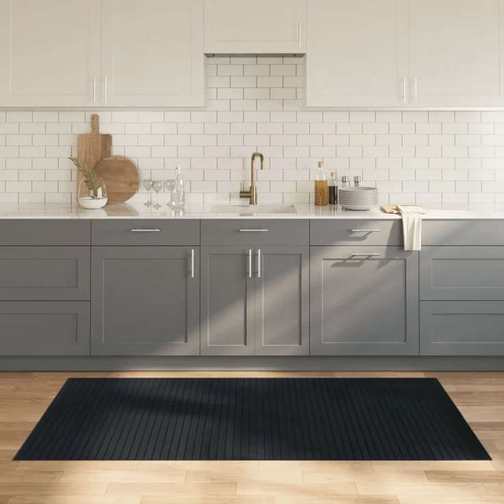 vidaXL Teppich Rechteckig Grau 100x200 cm Bambus 376808 – Bild 1