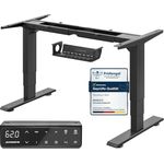 MAIDeSITe höhenverstellbarer elektrisher Schreibtisch mit 2 starken Motoren, höhenverstellbares tischgestell 3 teiligen Beinen sowie auch 4 Memory-Steuerung und Kollisionschutz Funktion(Schwarz)