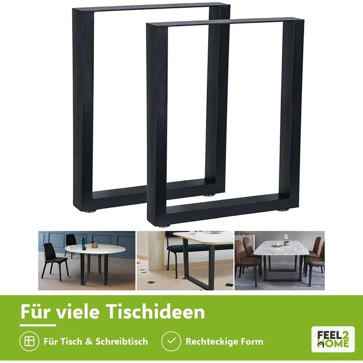 Tischuntergestell 90x72cm Möbelfüße Schwarz Tischbeine Industrie Bankkufen Stahl – Bild 2