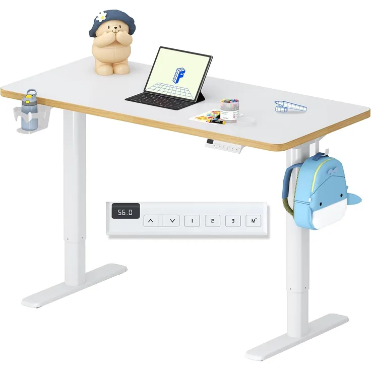 FLEXISPOT Kinderschreibtisch, elektrisch höhenverstellbar Schreibtisch, für Kinder ab 6 Jahren, mit LED-Höhenanzeige, 3 Speicherplätzen, Kindersicherung und Ergonomischer Tischplatte 110x52 cm
