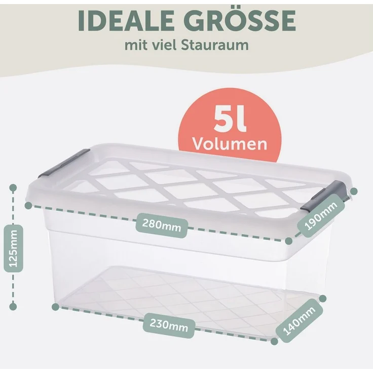 Blumtal Aufbewahrungsbox Aufbewahrungsbox mit Deckel aus Kunststoff 100% Neumaterial (6 St) – Bild 2