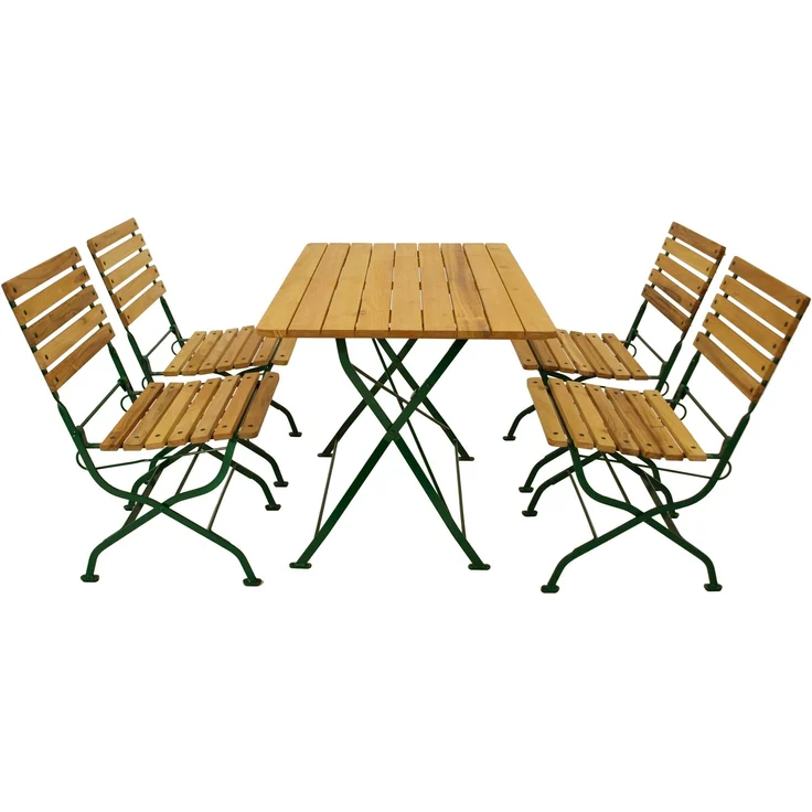 DEGAMO PASSAU II Garnitur 5-teilig, Metall + Robinie, grün/natur, Tisch 70x110cm – Bild 1