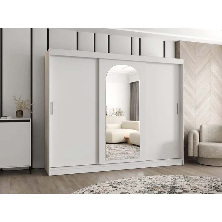 Kleiderschrank Samker 250 cm (Farbe: Weiß, mit vier Schubladen) – Bild 2