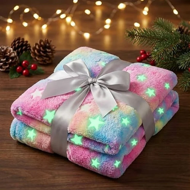 KANGURU Deluxe Glow Rainbow Decke und Überwurf 140 x 180 cm – Bild 5